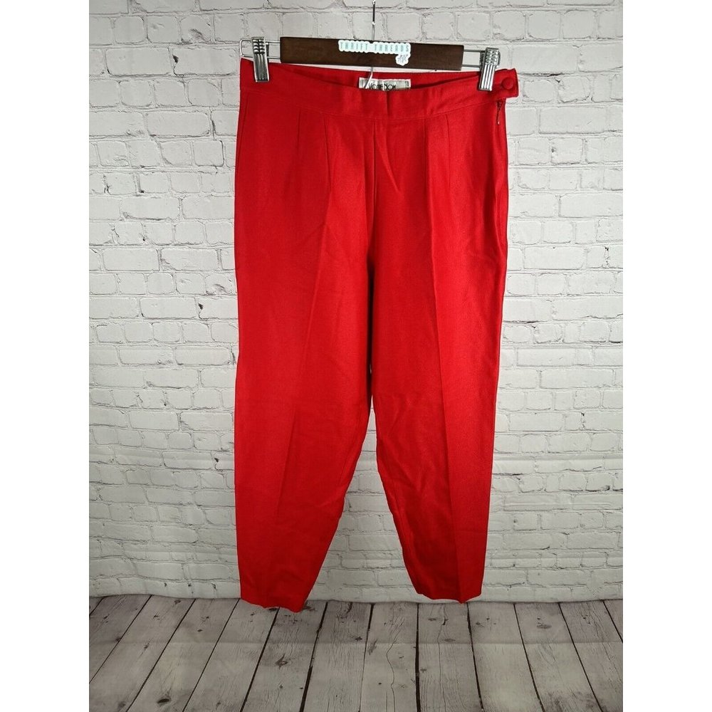 Votre Nom Red Tapered High Rise Women’s Trousers Pants Size 8 (27x24.5)